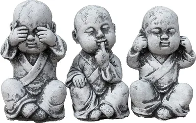 Produktbild von stoneandstyle Steinfigur 3er Set Buddha Mönche nichts sehen sagen hören frostfester Steinguss massiv