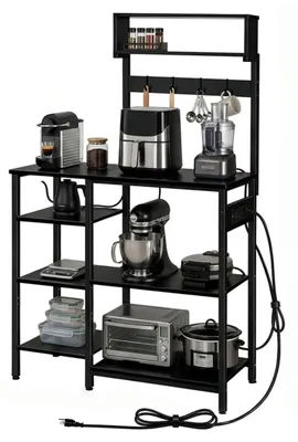 Küchenregal mit Steckdosen & USB, 151x82x40 cm, schwarz