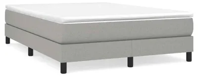 Image de Lit avec structure rembourrée, sommier à lattes, tête de lit rembourrée, revêtement en velours. Structure de lit pour chambre à coucher, disponible en version lit double et lit simple. Couleur : gris clair. Dimensions : 140 x 190 cm. Hauteur de la tête de lit : 25 cm