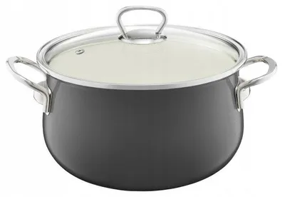 Produktbild von Emalia Olkusz Topf 20cm Grau mit Deckel für Induktion