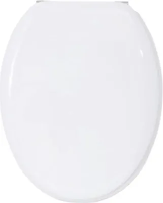 Produktbild von MSV WC Sitz Toilettendeckel MDF Holzkern "Uni weiß" Scharniere aus Edelstahl - hochwertige und stabile Qualität