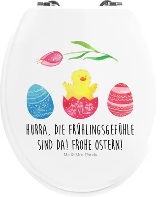 Produktbild von Mr. & Mrs. Panda Motiv WC Sitz Küken Schlüpfen - Weiß - Geschenk, Grüße, Klobrille, Klo-Deckel, Ostern, Frohe, Ei, Liebe, Brille, Toilettendeckel, klo deckel