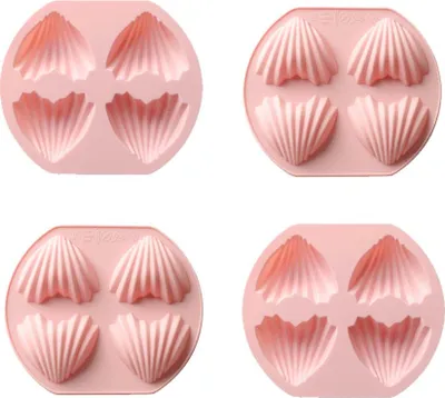 Produktbild von 4-Pack 4-Kavität Herz Geformt Kuchen Pfannen Herz Silikonformen Zum Backen Madeleine Kuchen, Geeignet Für Eiswürfelform, Schokolade Form