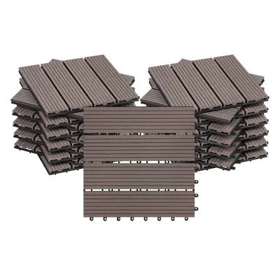Produktbild von WOLTU WPC Terrassenfliesen Holzoptik Terrassendielen Fliese in Bodenbelag mit klicksystem, für Terrasse und Balkon Braun, 30x30 cm im Set (22 Stück / 2 m²)