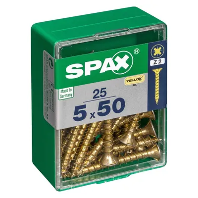 Immagine prodotto di Set di 25 viti in acciaio a testa svasata pozidriv SPAX, Diam.5 mm x L.50 mm
