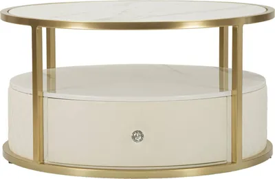 Image de Stabia - Table basse, 75x75x40h cm blanc, un tiroir