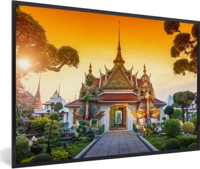 Produktbild von MuchoWow® Gerahmtes Poster Buddhistischer Tempel 90x60 cm - Poster mit Schwarzem Bilderrahmen Wandposter Rahmen Foto Bilder - Fotorahmen - Foto-Plakat