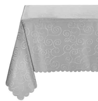Tischdecke Damast Ornamente 160x260 cm hellgrau