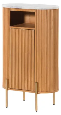 Produktbild von MASSIVMOEBEL24.DE Badschrank Mango 55x30x90 natur lackiert / Marmor weiß BARCELONA #555