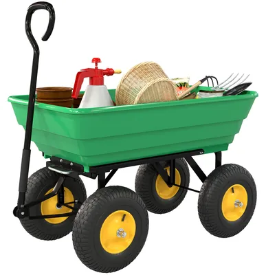 Produktbild von Outsunny Gartenwagen mit Kippfunktion bis 200 kg Handwagen mit Kunststoffwanne