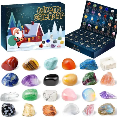 Produktbild von Edelstein Adventskalender,Kristall Weihnachtskalender 24 Tage für Kinder,Teenager und Erwachsene,zum Entdecken und Sammeln Weihnachtsgeschenke