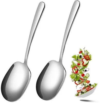 Produktbild von Famanu Servierlöffel Set aus Edelstahl mit langen Griffen - 2 Stück