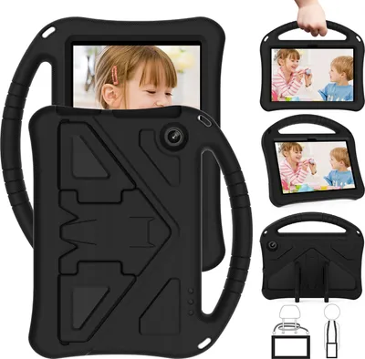 Produktbild von Kinder Hülle für Amazon Fire HD 7" 2022, Eva Leichte Stoßfeste Faltbarem Ständer, Kids Griff Schutzhülle Schwarz