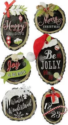 Produktbild von TITANUM AUFKLEBER Nachbildung Stickers - Weihnachtsaufkleber Holzscheiben