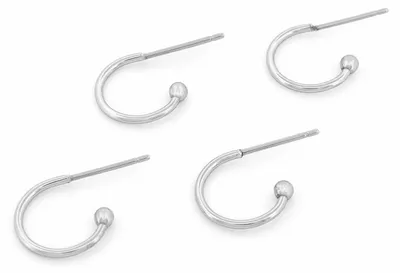 Produktbild von Vintageparts Offene Creolen 304 Edelstahl Kugelverschluss 12 mm, 4 Stück