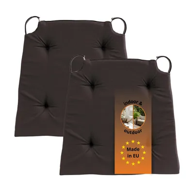 Productafbeelding van Set van 2 stoelkussens 42 x 40 cm, voor binnen en buiten, 100% katoen, kastanjebruin, sleepling