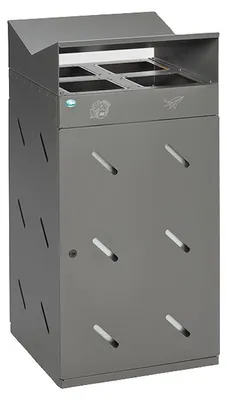 Produktbild von Robuste Wertstoffsammlstation 4-Fach-Einwurf | 200 Liter, HxBxT 118,5x58x58cm | Verzinkter Stahl | Eisenglimmer