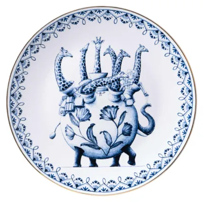 Imagen del producto de Heinen Delfts Blauw – Plato decorativo para pared, diseño de Redmer Hoekstra, con motivos de jirafa