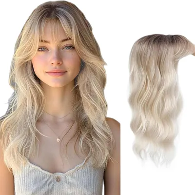 Produktbild von 55 cm Wavy Curly Haarteil für dünnes Haar - Hellblond Btk007