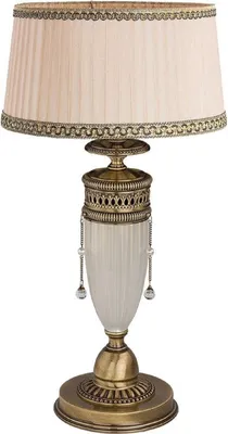 Produktbild von Casa Padrino Luxus Barock Tischleuchte Messing mit Patina / Weiß / Beige H. 54 cm