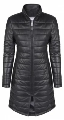 Image de Manteau matelassé en cuir pour femmes, marque Felix Hardy, couleur noire, taille XS