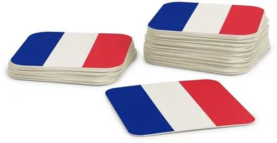 Immagine prodotto di Bicchieri per bottiglie di birra in cartoncino (50 pezzi), quadrati (9,3 cm x 9,3 cm), decorazione da tavola con bandiera francese