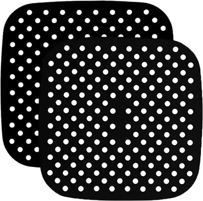 Imagen del producto de Bandejas de silicona para freidoras de aire, 2 unidades, 21,5 x 21,5 cm, láminas antiadherentes para hornear, ideales para la cocina