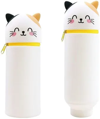 Imagen del producto de Estuche de silicona espacioso con motivos de gatos y pandas – flexible, resistente y fácil de limpiar, con mecanismo deslizante, ideal para lápices y bolígrafos, perfecto para la escuela y la oficina