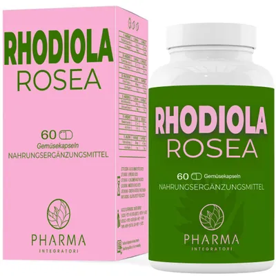 Produktbild von Rhodiola Rosea Kapseln hochdosiert mit 200mg Extrakt Rhodiola Rosenwurz natürliche Stressbewältigung Energie Fokus Rhodiola Rosea Extrakt