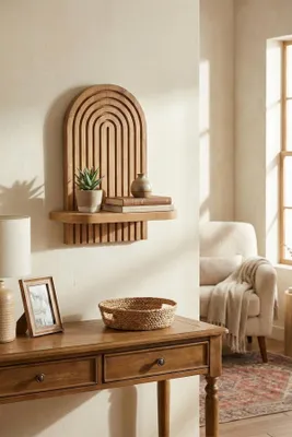 Produktbild von Skye Decor, Wandregal aus 100% MDF, Eiche, 26 x 35 x 13 cm | 18 mm dick | Moderner skandinavischer Stil, geometrisches Design | Perfekt für jedes Zuhause und Büro.