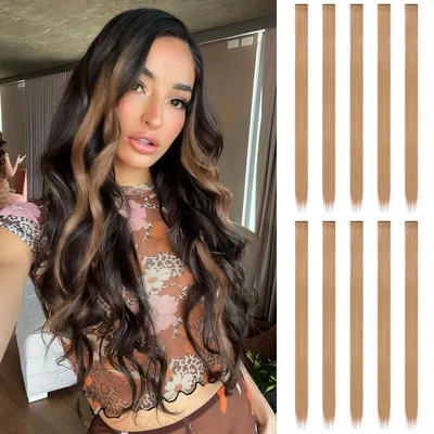 Produktbild von Haarverlängerung Clip-in 10 Stück Braun/Blond 55cm Synthetik Damen