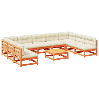 Produktbild von 10-tlg. Garten-Sofagarnitur mit Kissen Wachsbraun Kiefernholz