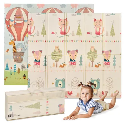Productafbeelding van Elzusha - Speelmat voor Baby's 180 x 200 cm - Dubbelzijdig en Extra Dik met Draagtas