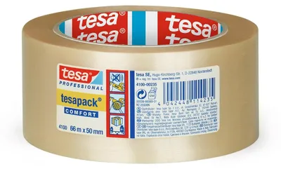 Produktbild von tesa 4100CPVC20 PVC Verpackungsklebeband, transparent, 66 m x 75 mm | 1 Rolle