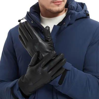 Imagen del producto de Omgoods - Guantes de cuero para hombre, ideales para montar a caballo, con total funcionalidad para pantallas táctiles, en color