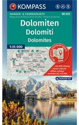 Image de KOMPASS Set de cartes de randonnée 672 Dolomites, Dolomiti, Dolomites (4 cartes) 1:35.000