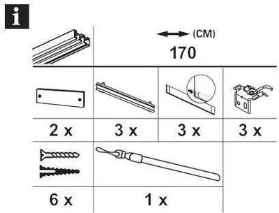 Produktbild von Gardinia Flächenvorhangschiene 3-läufig aluminium 170 cm