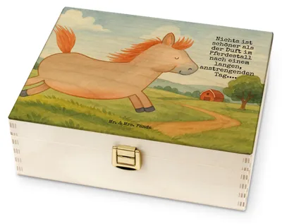 Produktbild von Mr. & Mrs. Panda Teedose Pferd Springen Design - Weiß - Geschenk, Teekiste, Pferde, Reiten, Pferdestall, Teebeutel Organizer, Bauernhof, für Paare, Tee Aufbewahrung, Pony