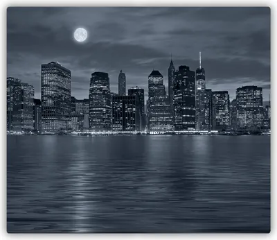 Produktbild von Tulup Glas Herdabdeckplatte Glaskeramikkochfeld-Abdeckung Spritzschutz Glasabdeckplatte Kochplattenabdeckung und Schneidebrett - Einteilig - 60x52 cm New York bei Nacht
