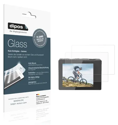 Produktbild von 2x Schutzfolie für BAKENLON SXXJ01 Action Cam matt - Anti-Shock 9H Folie dipos Glass Kunststoffglas