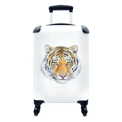 Produktbild von MuchoWow® Koffer Handgepäck Trolley Rollkoffer Kleine Reisekoffer mit 4 Rollen - Tiger - Augen - Kopf - Cabin Size < 55x40x23 cm & 55x40x20 cm - Fotokoffer - Kabinenkoffer - Boardgepäck - Reise-Box - Reisekoffer - Reisegepäck - Koffer mit Bild - Trolley für Kinder