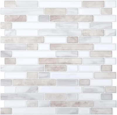 Immagine prodotto di Bettizia adesivi per piastrelle 30x30cm foglio per piastrelle 10 pezzi piastrelle decorative autoadesive bianco-marrone per cucina bagno salotto