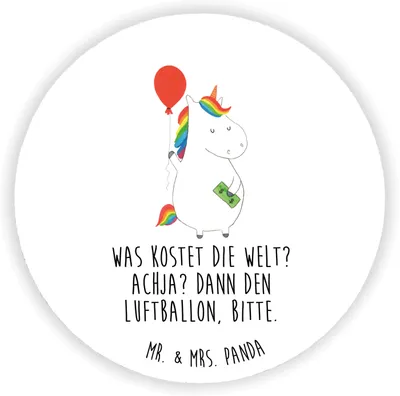 Produktbild von Mr. & Mrs. Panda magnet Einhorn Luftballon - Weiß - Geschenk, Kühlschrankmagnet, für kühlschrank, Unicorn, Geld, pinnwand, Einhörner, magnettafel, Freundin
