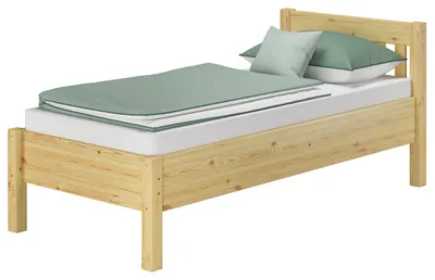 Produktbild von Hohes Holzbett 100x200 breites Seniorenbett Einzelbett Zubehör wählbar V-60.55-10Rollrost und Matratze inkl.