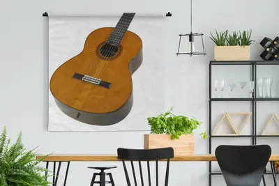 Produktbild von MuchoWow® Wandteppich Wandbehang Nahaufnahme einer akustischen Gitarre 150x150 cm Tapisserie Dekoration Wandtuch - Wohnaccessoires - Modernes