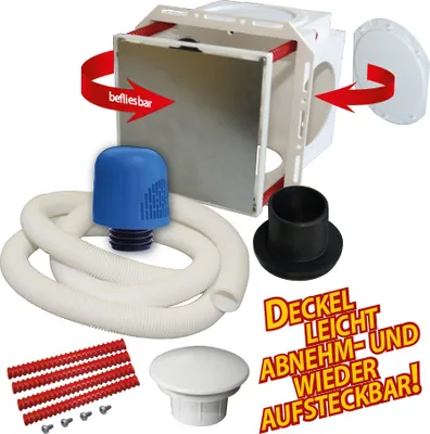 Produktbild von Haas Kunststoff-Wandeinbaukasten klein, befliesbar und Rohrbelüfter