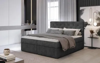 Produktbild von Doppelbett 180x200 LEVIRO - schwarzes