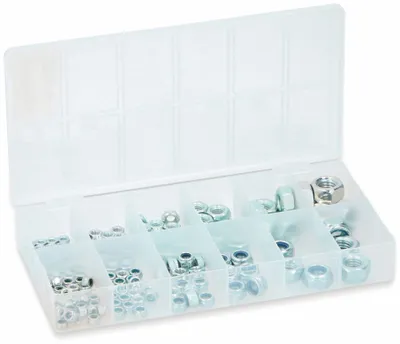 Produktbild von KINZO Muttern Sortiment 163 Stück, M4...M12