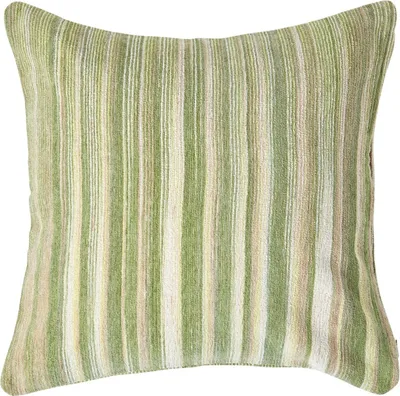 Produktbild von HOMESCAPES Grün gestreifter Chenille-Kissenbezug, 60 x 60 cm