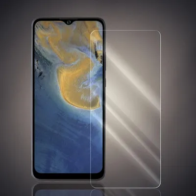 A transparent screen protector is shown next to a smartphone.